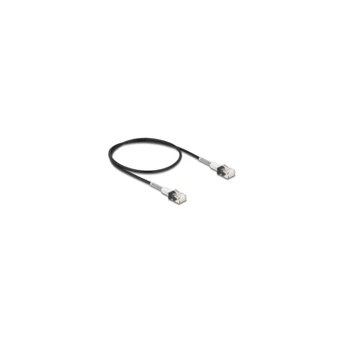 Delock RJ45 Netzwerkkabel mit doppeltem Knickschutz Cat.6A UTP Slim 0.5 m schwarz — image 1