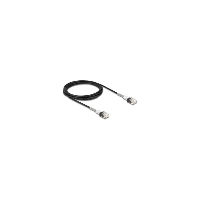 Delock RJ45 Netzwerkkabel mit doppeltem Knickschutz Cat.6A UTP Slim 3 m schwarz — image 1