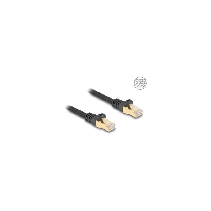 Delock RJ45 Netzwerkkabel mit Geflechtmantel Cat.6A S FTP Stecker zu Stecker 1 m schwarz — image 2