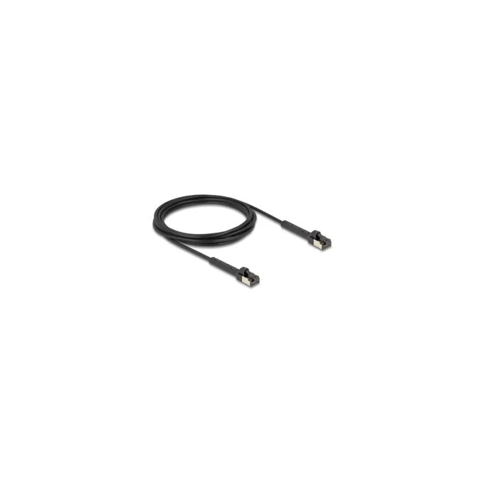 Delock RJ45 Slim Netzwerkkabel Cat.8.1 U FTP winkelbar bis 40 Gbps schwarz 3 m — image 1