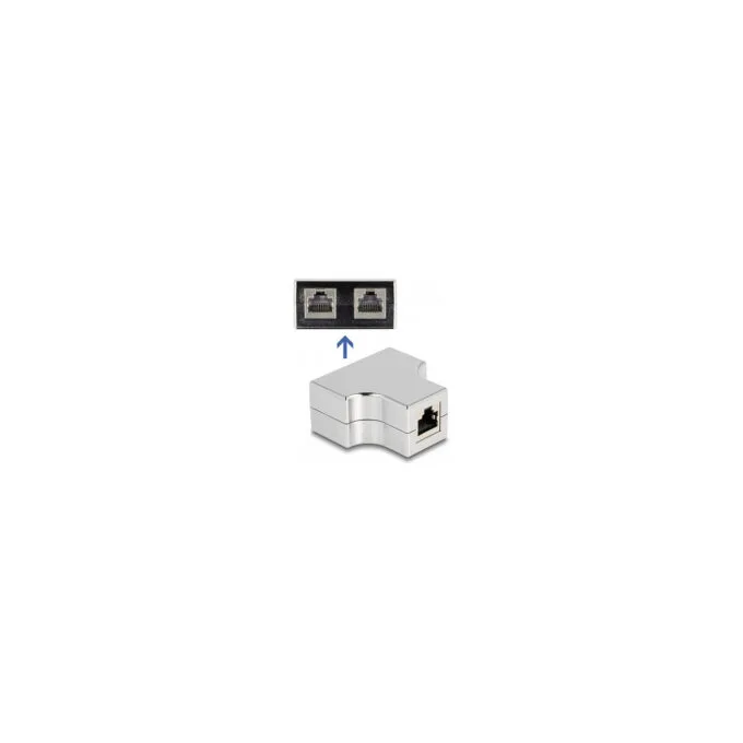 Delock RJ45 Splitter T-Adapter 1 x RJ45 Buchse zu 2 x RJ45 Buchse Cat.5e STP — image 1