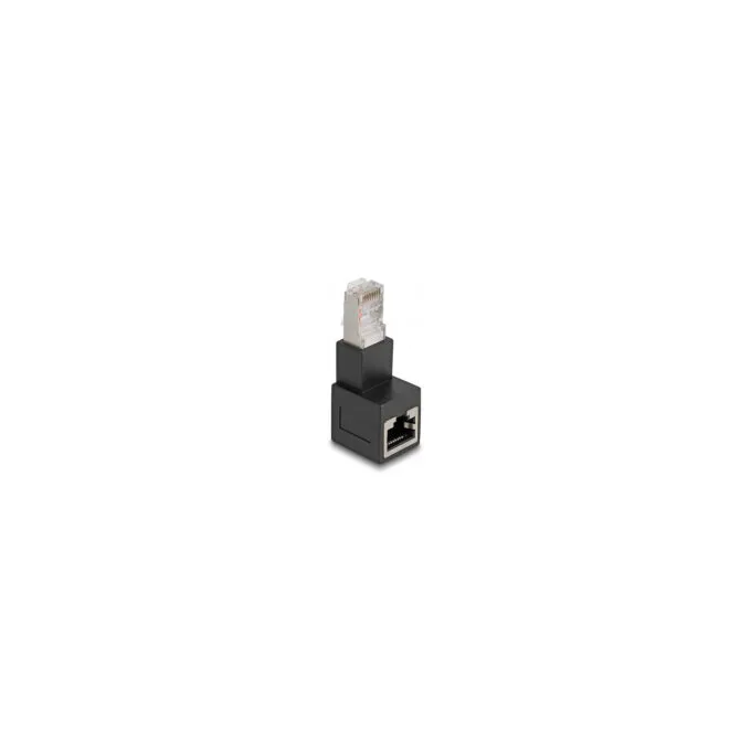 Delock RJ45 Stecker zu RJ45 Buchse Adapter Cat.6A 90° nach unten gewinkelt — image 1