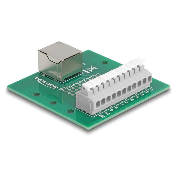 Delock RJ50 Buchse zu Terminalblock mit Drucktaster für Hutschiene — image 2