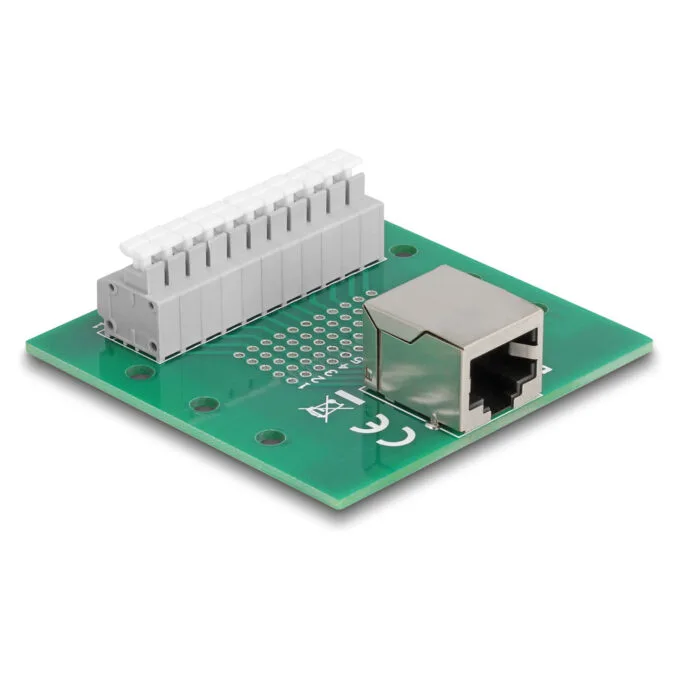 Delock RJ50 Buchse zu Terminalblock mit Drucktaster für Hutschiene — image 1