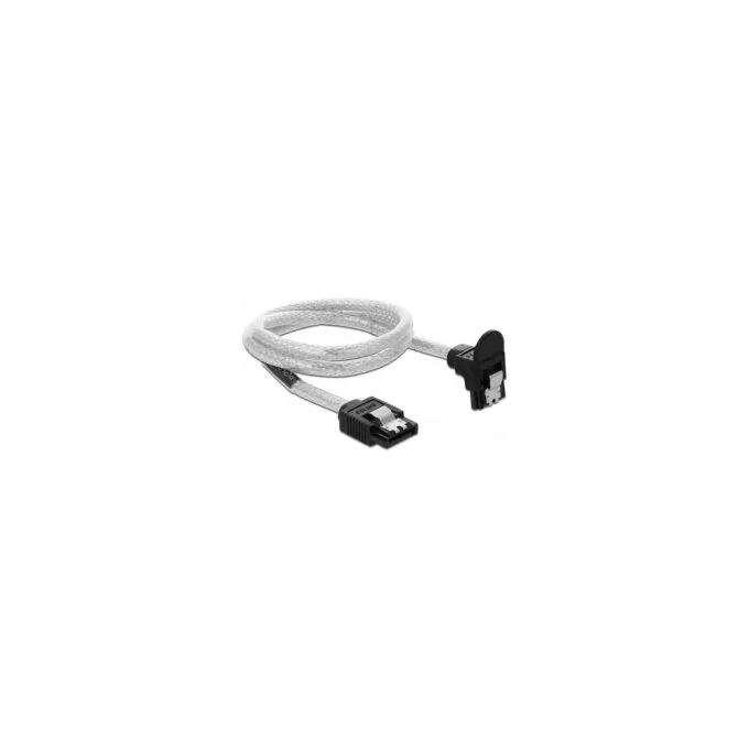Delock SATA 6 Gb s Kabel gerade auf unten gewinkelt 50 cm transparent — image 1