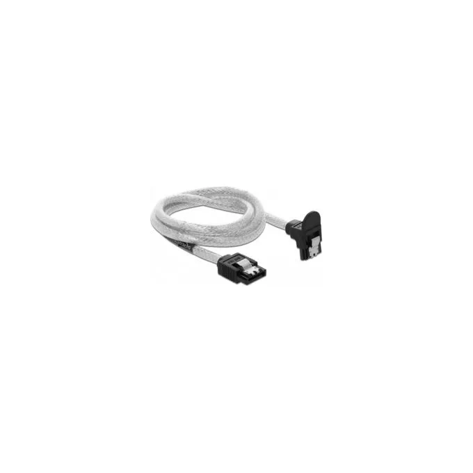 Delock SATA 6 Gb s Kabel gerade auf unten gewinkelt 70 cm transparent — image 1