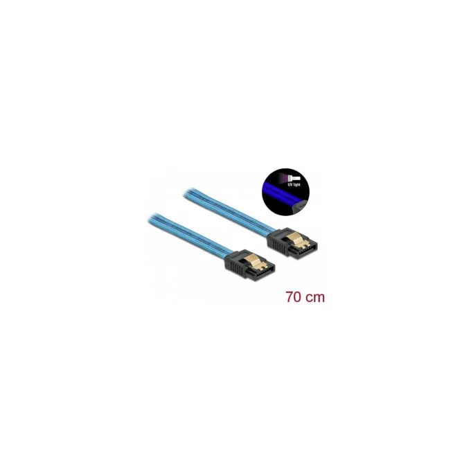 Delock SATA 6 Gb s Kabel UV Leuchteffekt blau 70 cm — image 3