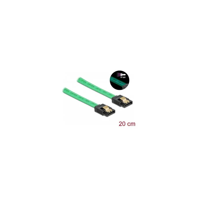Delock SATA 6 Gb s Kabel UV Leuchteffekt grün 20 cm — image 2