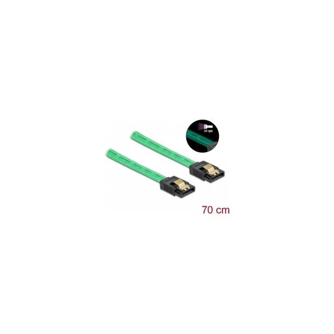 Delock SATA 6 Gb s Kabel UV Leuchteffekt grün 70 cm — image 3