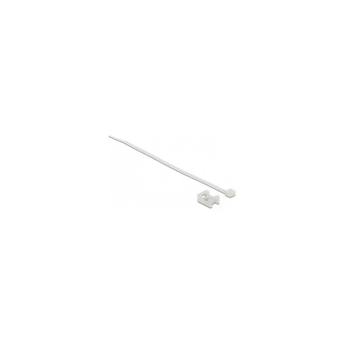 Delock Schraubhalter 15 x 10 mm mit Kabelbinder L 200 x B 3.6 mm weiß — image 1