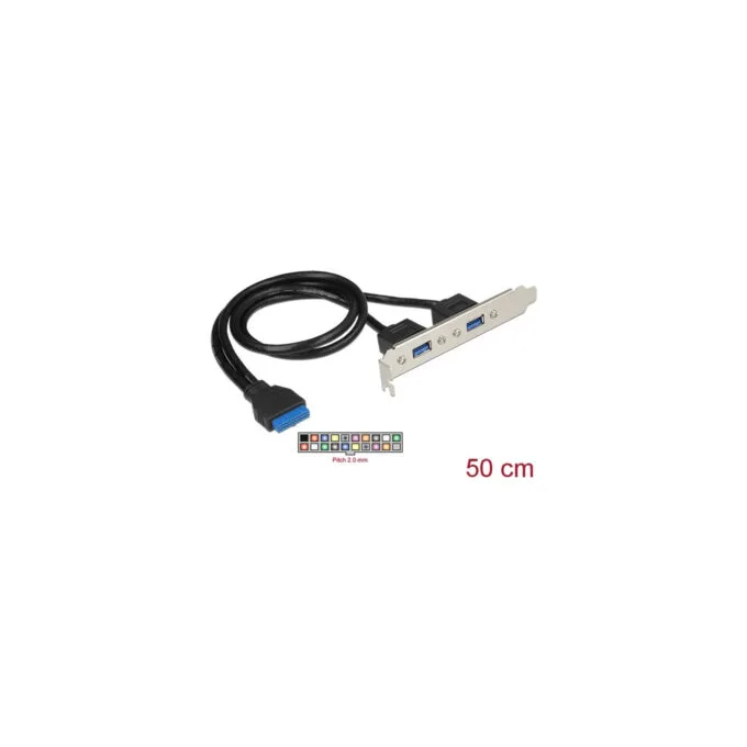 Delock Slot plate 1 x 19 pin USB 3.0 header to 2 x USB 3.0 Type-A, slot cover — image 2
