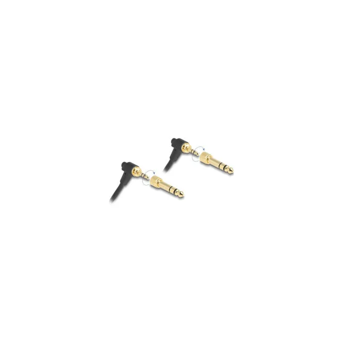 Delock Spiralkabel 3.5 mm 3 Pin Klinkenstecker zu Klinkenstecker gewinkelt mit Schraubadapter zu 6.35 mm 75 cm — image 2