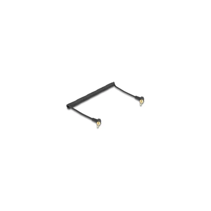 Delock Spiralkabel 3.5 mm 3 Pin Klinkenstecker zu Klinkenstecker gewinkelt mit Schraubadapter zu 6.35 mm 75 cm — image 1