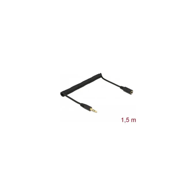 Delock Spiralkabel Verlängerung 3.5 mm 3 Pin Klinkenstecker zu Klinkenbuchse 1.5 m schwarz — image 2