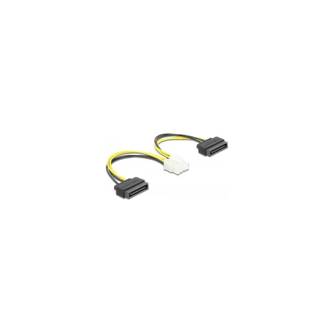 Delock Stromkabel 2 x SATA 15 Pin Stecker zu 8 Pin EPS Stecker 15 cm — image 1