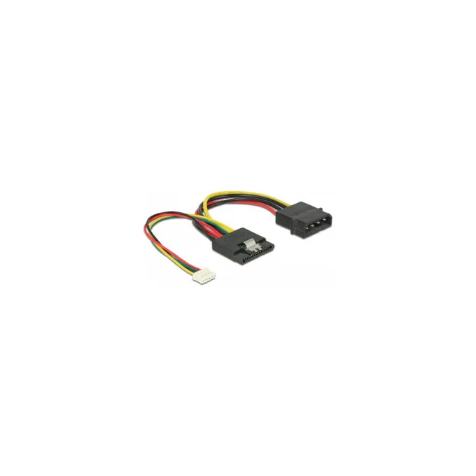 Delock Stromkabel SATA 15 Pin Buchse to Molex 4 Pin Stecker + 4 Pin Strombuchse — image 1