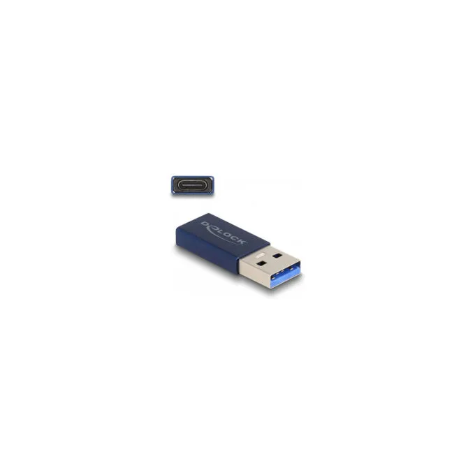 Delock USB 10 Gbps Adapter USB Typ-A Stecker zu USB Type-CTM Buchse aktiv blau — image 1