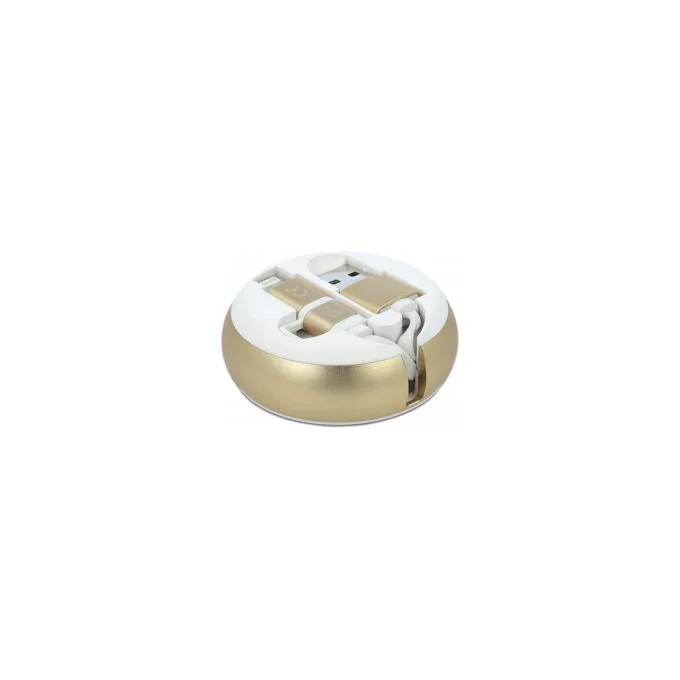 Delock USB 2 in 1 Aufrollkabel Typ-A zu Micro-B und LightningTM weiß gold — image 2