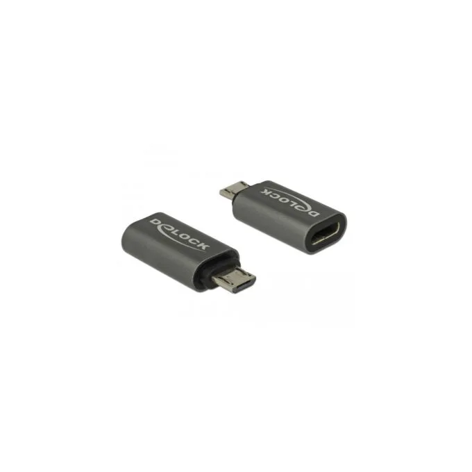 DELOCK USB 2.0 Micro-B (Male) to USB Type-C (Female) Adapter - 65927 - Anthracite — image 1