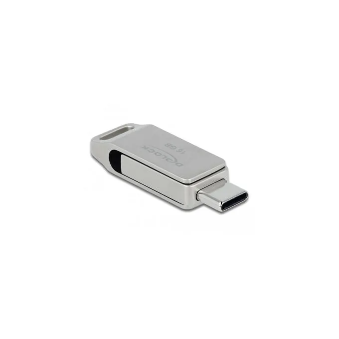DeLOCK USB 3.2 Gen 1 Dual USB-C/USB-A 16GB Swivel Metal Flash Drive - Silver — image 2