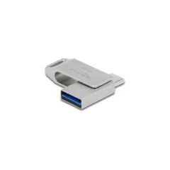DeLOCK USB 3.2 Gen 1 Dual USB-C/USB-A 16GB Swivel Metal Flash Drive - Silver