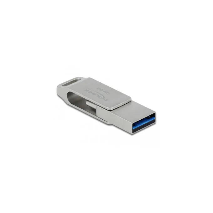 Delock USB 3.2 Gen 1 Flash Drive - 128GB, USB-C + USB-A, Metal Swivel, Silver — image 3