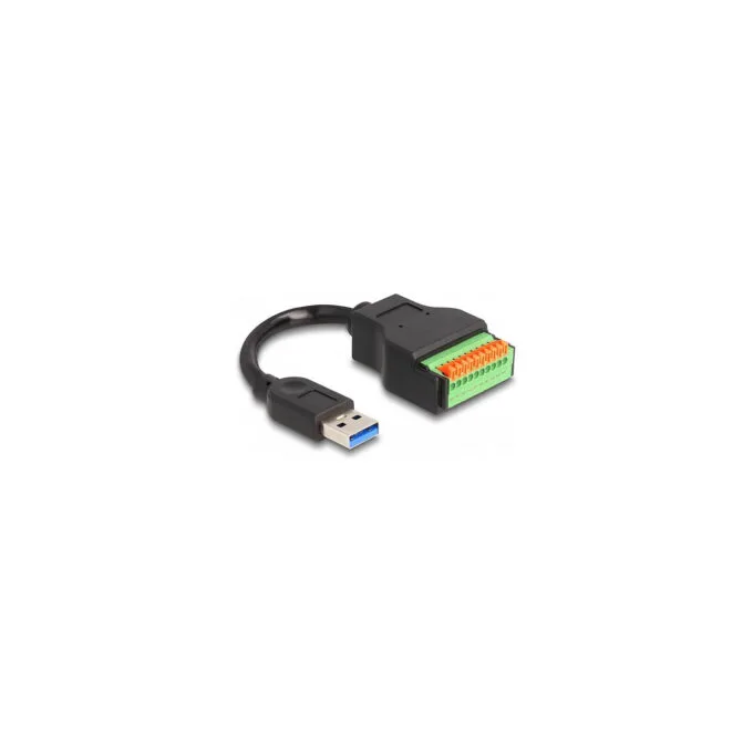 Delock USB 3.2 Gen 1 Kabel Typ-A Stecker zu Terminalblock Adapter mit Drucktaster 15 cm — image 1