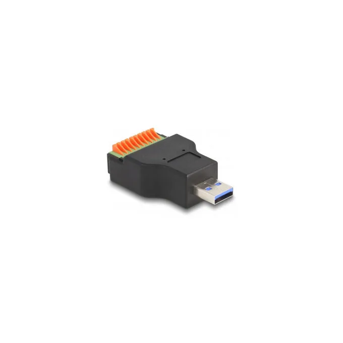 Delock USB 3.2 Gen 1 Typ-A Stecker zu Terminalblock Adapter mit Drucktaster — image 1