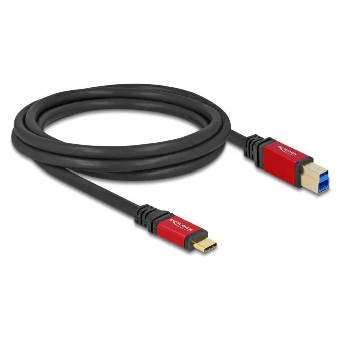 Delock USB 5 Gbps Kabel USB Type-CTM Stecker zu USB Typ-B Stecker 2 m rot Metall — image 2