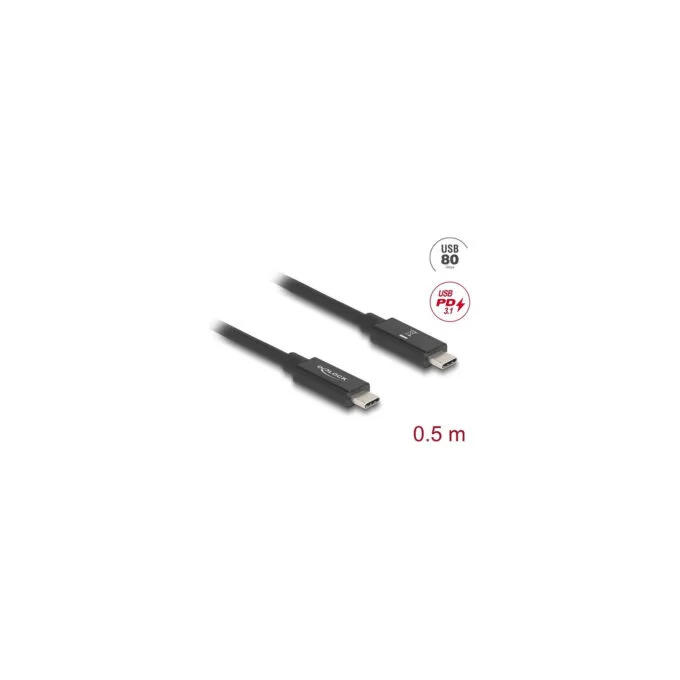 Delock USB 80 Gbps Kabel USB Type-CTM Stecker zu Stecker 16K 60 Hz PD 3.1 240 W E-Marker koaxial 0.5 m schwarz — image 2
