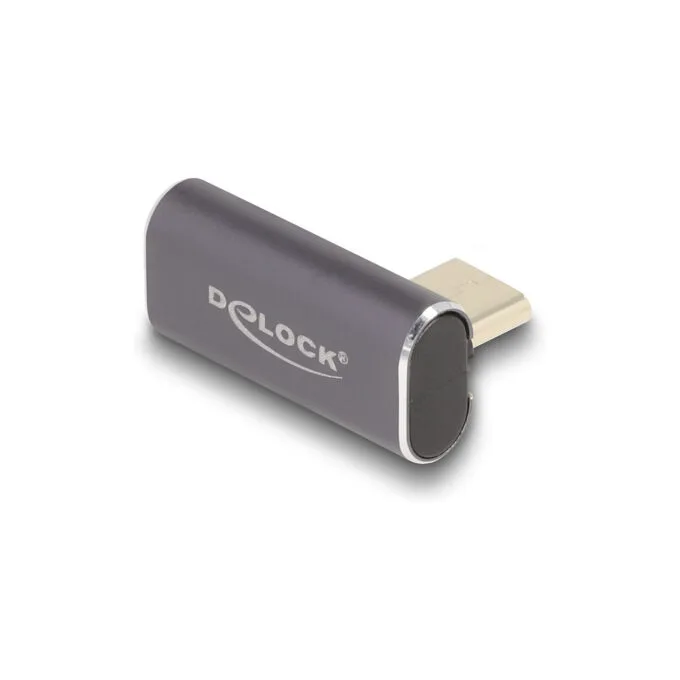 Delock USB Adapter 40 Gbps USB Type-CTM PD 3.0 100 W Stecker zu Buchse gedreht gewinkelt links rechts 8K 60 Hz Metall — image 2