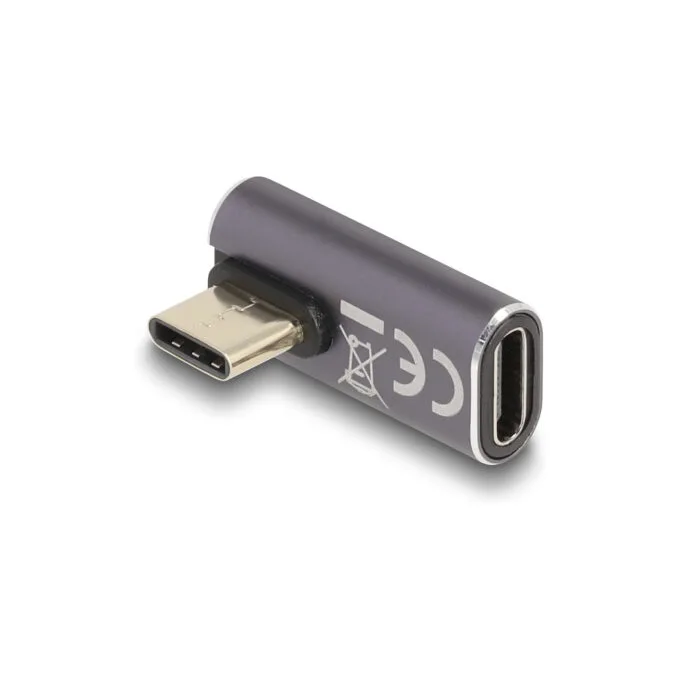 Delock USB Adapter 40 Gbps USB Type-CTM PD 3.0 100 W Stecker zu Buchse gedreht gewinkelt links rechts 8K 60 Hz Metall — image 1