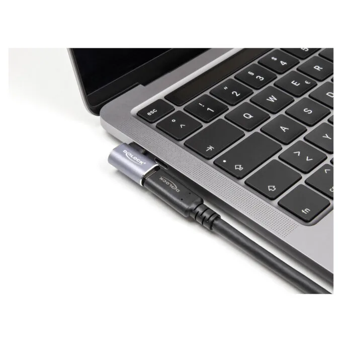 Delock USB Adapter 40 Gbps USB Type-CTM PD 3.1 240 W Stecker zu Buchse gewinkelt links rechts 8K 60 Hz Metall — image 3