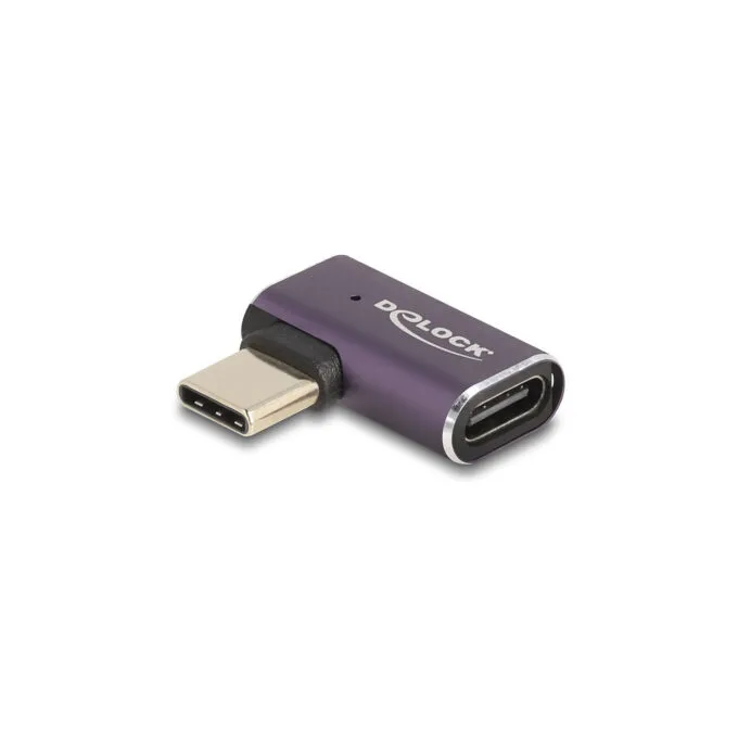 Delock USB Adapter 40 Gbps USB Type-CTM PD 3.1 240 W Stecker zu Buchse gewinkelt links rechts 8K 60 Hz Metall — image 1