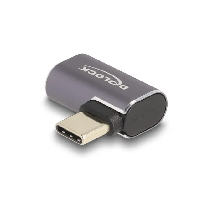 DELOCK USB-C to USB-C Adapter 40 Gbps USB4 PD 100W - Right-Angle, Aluminum, 8K60 Hz — image 1
