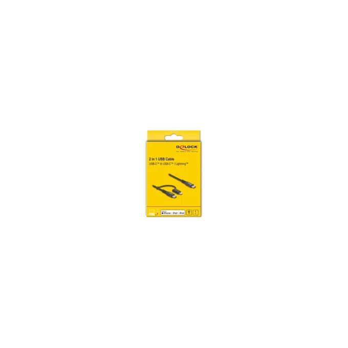 Delock USB Kabel 2 in 1 USB Type-CTM zu USB Type-CTM LightningTM für iPhoneTM und iPadTM 1 m MFi 60 W — image 2