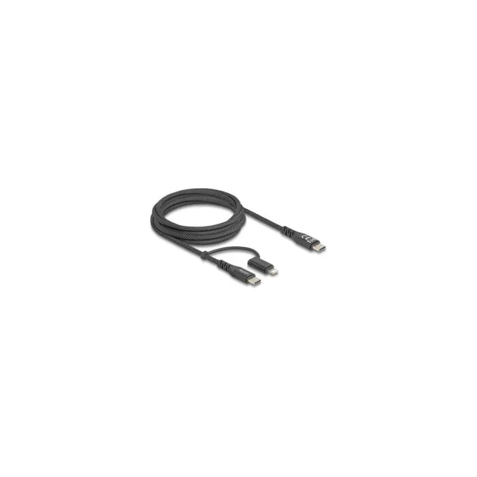 Delock USB Kabel 2 in 1 USB Type-CTM zu USB Type-CTM LightningTM für iPhoneTM und iPadTM 2 m MFi 60 W — image 1