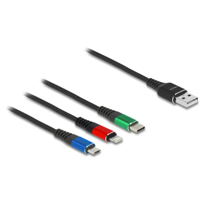 Delock USB Ladekabel 3 in 1 Typ-A zu LightningTM Micro USB USB Type-CTM 2 m 3-farbig — image 2