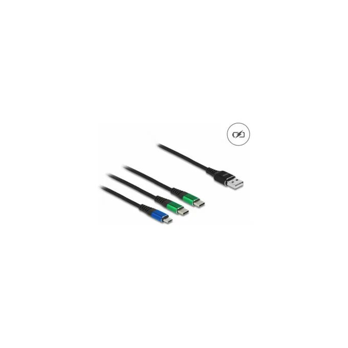 Delock USB Ladekabel 3 in 1 Typ-A zu Micro USB 2 x USB Type-CTM 1 m — image 2