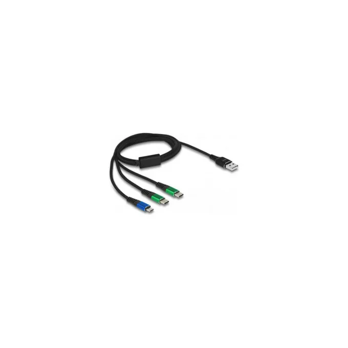 Delock USB Ladekabel 3 in 1 Typ-A zu Micro USB 2 x USB Type-CTM 1 m — image 1