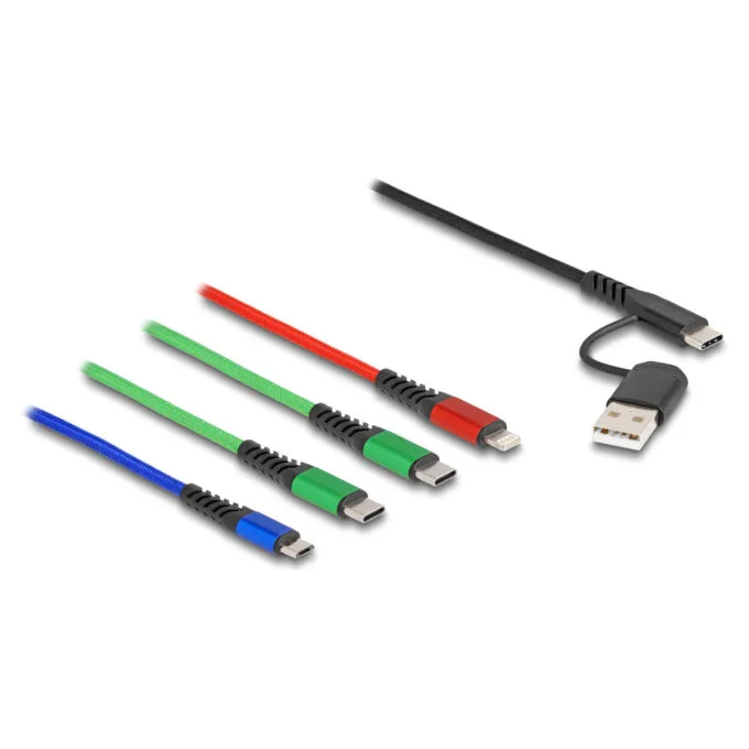 Delock USB Ladekabel 4 in 1 USB Typ-A + USB-CTM zu LightningTM Micro USB 2 x USB Type-CTM 1.20 m — image 2
