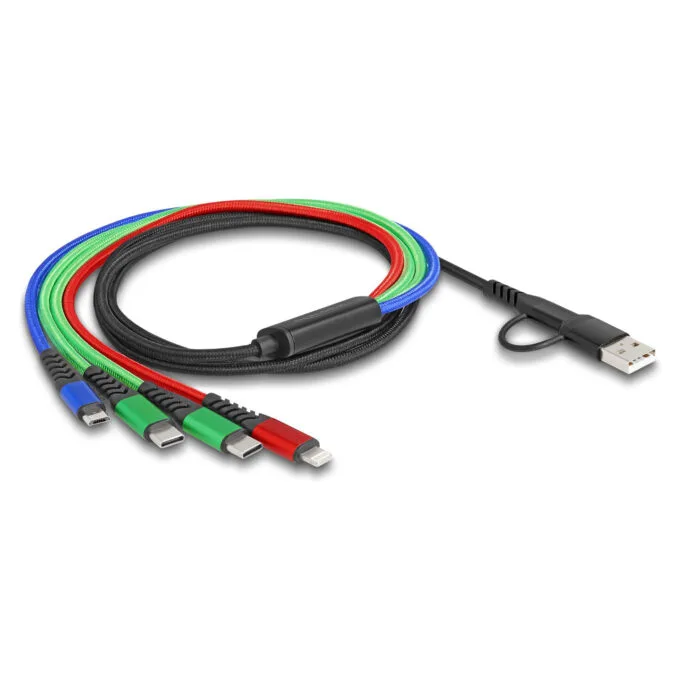 Delock USB Ladekabel 4 in 1 USB Typ-A + USB-CTM zu LightningTM Micro USB 2 x USB Type-CTM 1.20 m — image 1