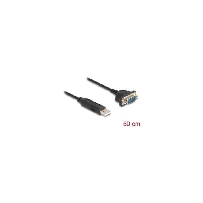 Delock USB RS-232 Adapter USB 2.0 zu D-Sub 9 Stecker mit Muttern kompaktem seriellen Steckergehäuse 50 cm — image 2