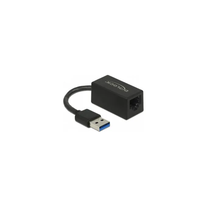 Delock USB Typ-A Netzwerk Adapter Gigabit LAN 1 x RJ45 kompakt schwarz ASIX — image 1
