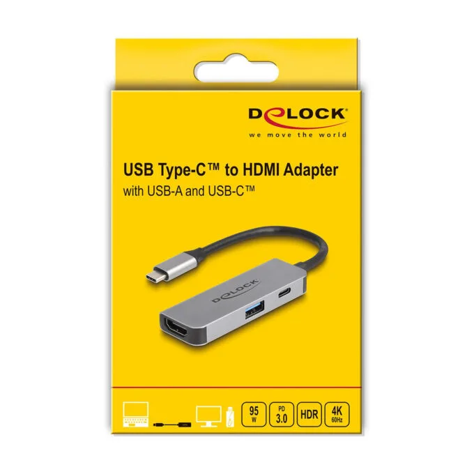 Delock USB Type-CTM Adapter zu HDMI 4K 60 Hz mit USB Typ-A und USB Type-CTM PD 95 W — image 3