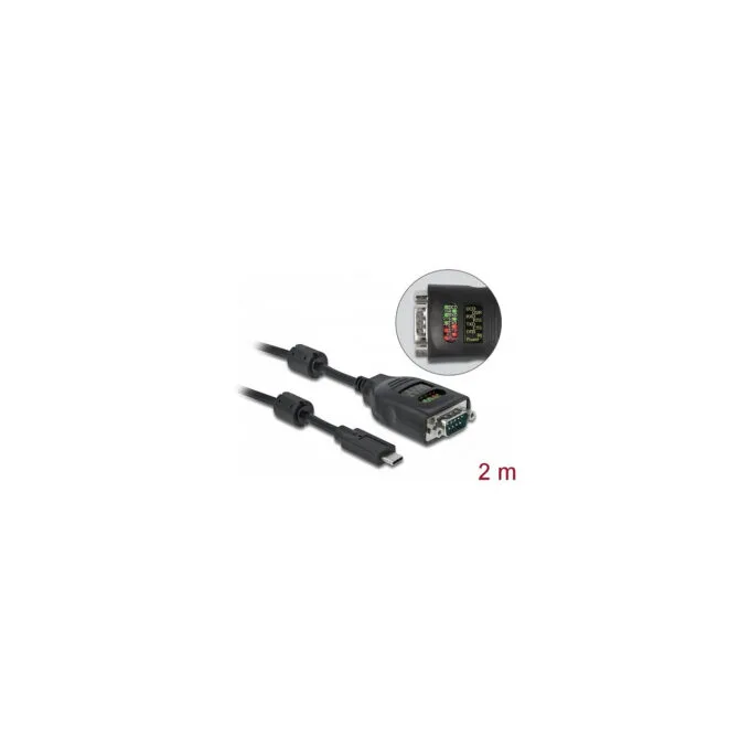 Delock USB Type-CTM zu Seriell DB9 Adapter mit 9 LED RS-232 Tester — image 2
