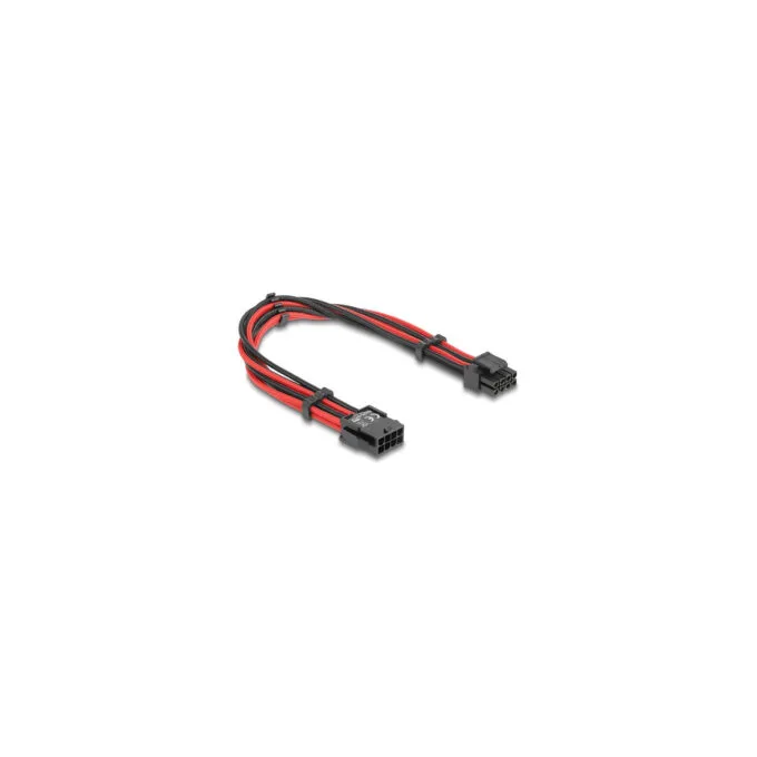 Delock Verlängerungskabel 8 Pin EPS Stecker zu 4 + 4 Pin EPS Buchse Textilummantelung rot-schwarz 30 cm — image 2