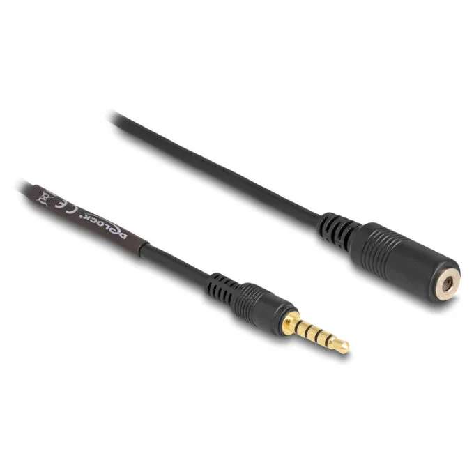 Delock Verlängerungskabel Klinke 3.5 mm 5 Pin Stecker zu Buchse 3 m schwarz — image 1