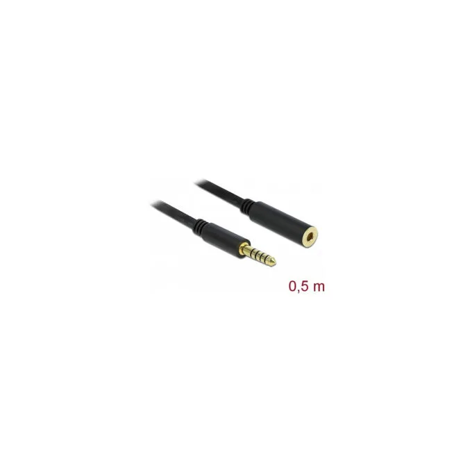 Delock Verlängerungskabel Klinke 4.4 mm 5 Pin Stecker zu Buchse 0.5 m schwarz — image 2