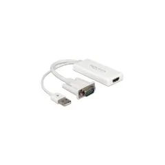 DELOCK VGA to HDMI Adapter with Audio - 62460 - White, 0.25 m HDMI Type A to VGA + USB
